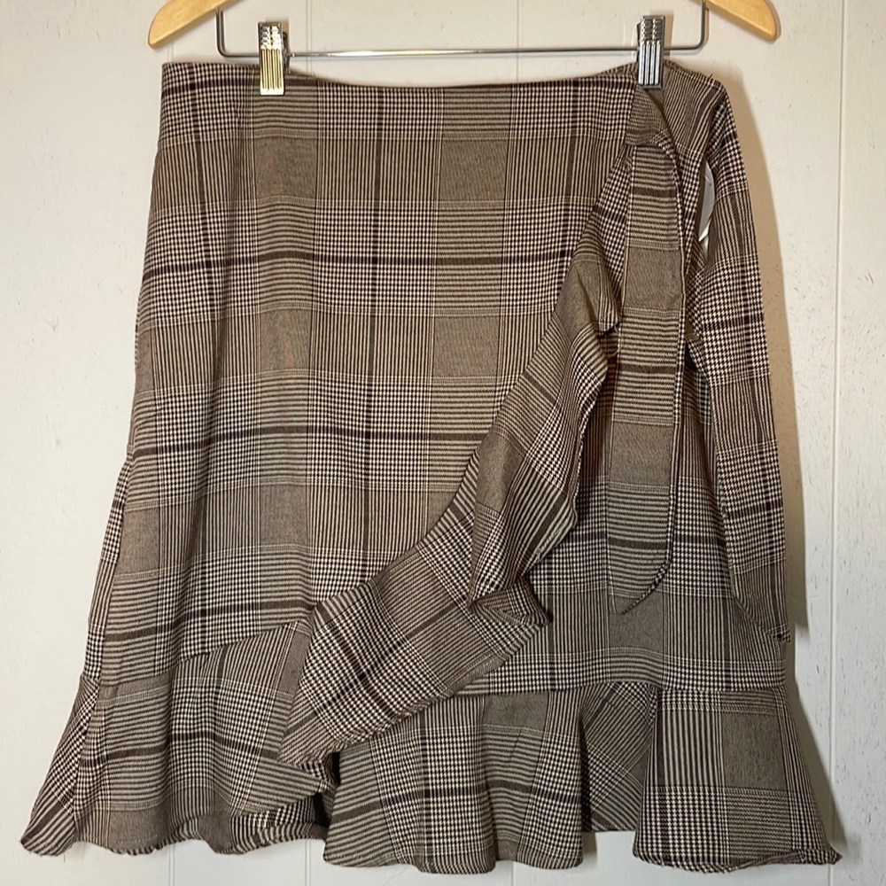 Eci New York Side Tie Plaid Skirt